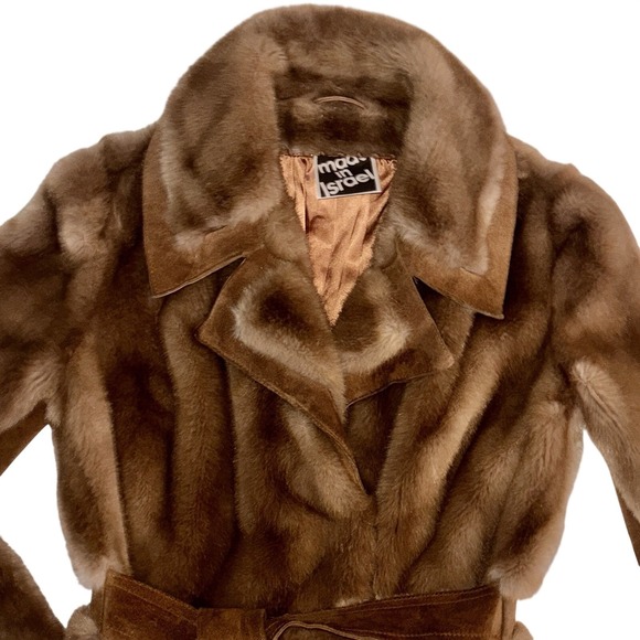 VTG Tissavel France Womens Faux Fur Mink Coat Sz 10 Belted Vintage Glam Mob Wife - Picture 2 of 15